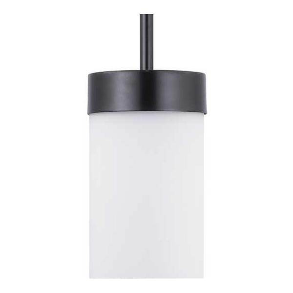 1 Light Matte Black Etched White Glass Shade Outside Dimmable Pendant Light Fixture 1