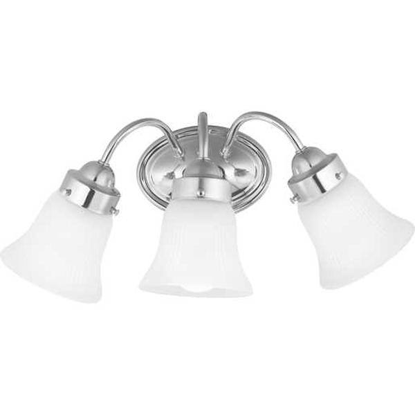 3 Light 120 volt Polished Chrome Vanity Fluted Etched Glass Light Fixture 3