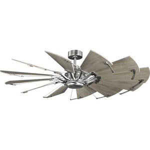 60" Antique Nickel 12 White Barnwood Blade Remote Control Windmill Ceiling Fan 1