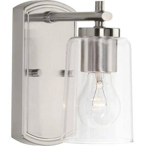 1 Light 120 volt Brushed Nickel Vanity Clear Glass Light Fixture 2