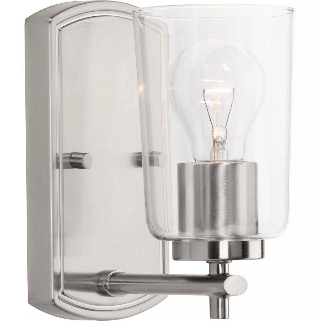 1 Light 120 volt Brushed Nickel Vanity Clear Glass Light Fixture 1