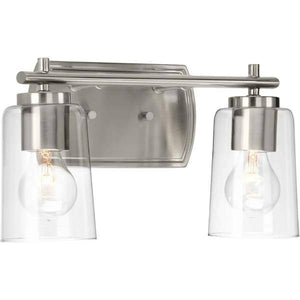 2 Light 120 volt Brushed Nickel Vanity Clear Glass Light Fixture 2