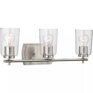 3 Light 120 volt Brushed Nickel Vanity Clear Glass Light Fixture 1