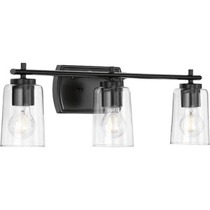 3 Light 120 volt Matte Black Vanity Clear Glass Light Fixture 2