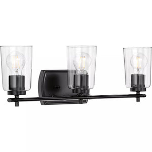 3 Light 120 volt Matte Black Vanity Clear Glass Light Fixture 1