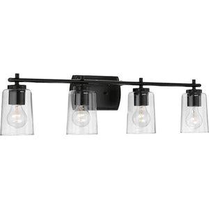 4 Light 120 volt Matte Black Vanity Clear Glass Light Fixture 2