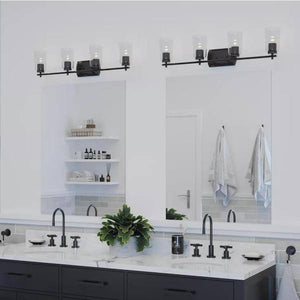 4 Light 120 volt Matte Black Vanity Clear Glass Light Fixture 3