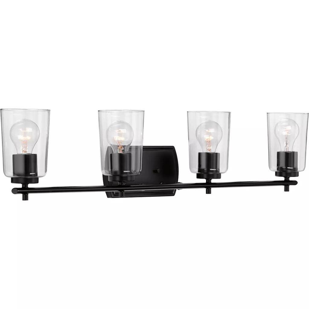 4 Light 120 volt Matte Black Vanity Clear Glass Light Fixture 1