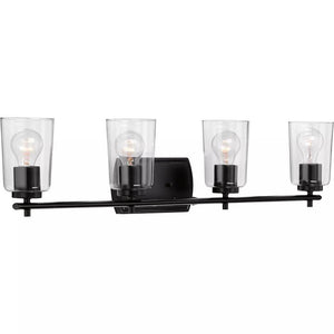 4 Light 120 volt Matte Black Vanity Clear Glass Light Fixture 1