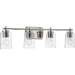 4 Light 120 volt Polished Nickel Vanity Clear Glass Light Fixture 2