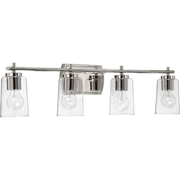 4 Light 120 volt Polished Nickel Vanity Clear Glass Light Fixture 2