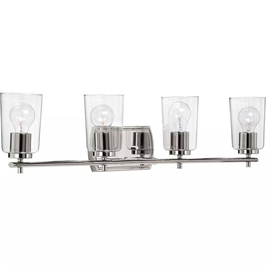 4 Light 120 volt Polished Nickel Vanity Clear Glass Light Fixture 1