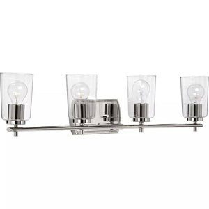 4 Light 120 volt Polished Nickel Vanity Clear Glass Light Fixture 1
