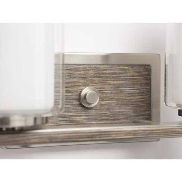 2 Light 120 volt Brushed Nickel Vanity Clear Etched Glass Light Fixture 2
