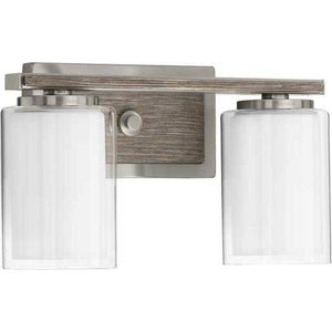 2 Light 120 volt Brushed Nickel Vanity Clear Etched Glass Light Fixture 3