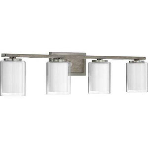 4 Light 120 volt Brushed Nickel Vanity Clear Etched Glass Light Fixture 2