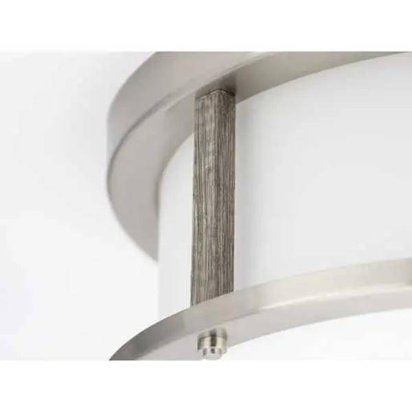 2 Light 120 volt Brushed Nickel Etched White Glass Ceiling Light Fixture 2
