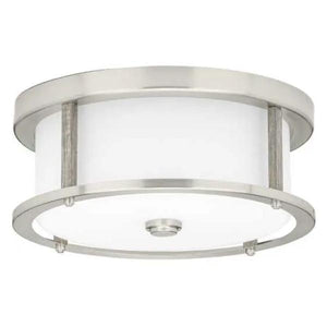 2 Light 120 volt Brushed Nickel Etched White Glass Ceiling Light Fixture 1