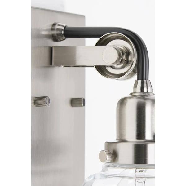 1 Light 120 volt Brushed Nickel Vanity Clear Glass Light Fixture 2