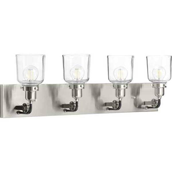 4 Light 120 volt Brushed Nickel Vanity Clear Glass Light Fixture 2
