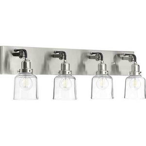 4 Light 120 volt Brushed Nickel Vanity Clear Glass Light Fixture 1