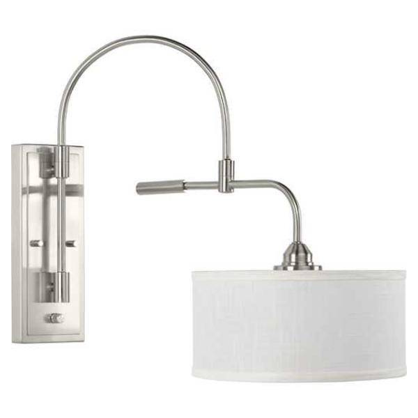 1 Light 120 volt Brushed Nickel Vanity Linen Shade Swing Arm Light Fixture 1