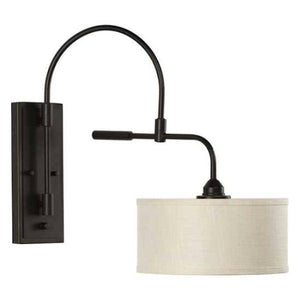 1 Light 120 volt Antique Bronze Vanity Harvest Linen Shade Swing Arm Light Fixture 1