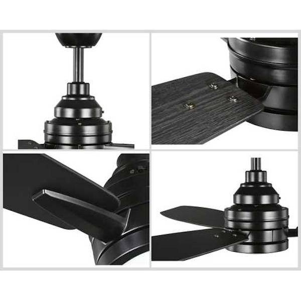 60" Black 3 Ebony/Matte Black Blade Indoor Remote Control LED Ceiling Fan 2