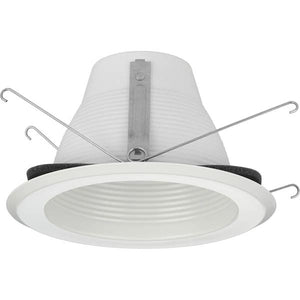 5" Satin White Shallow Recessed Step Baffle Round Trim 2