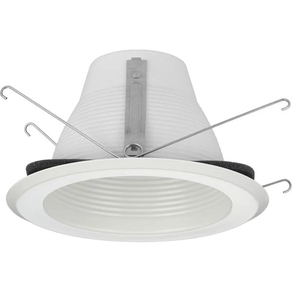 5" Satin White Shallow Recessed Step Baffle Round Trim 2