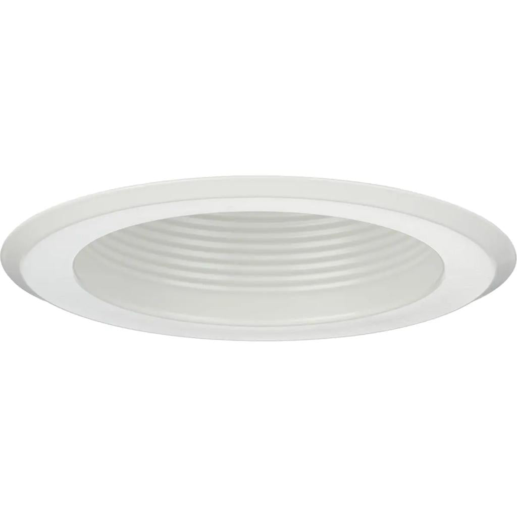 5" Satin White Shallow Recessed Step Baffle Round Trim 1