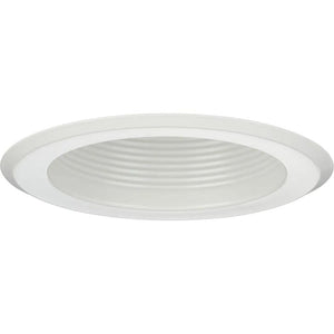 5" Satin White Shallow Recessed Step Baffle Round Trim 1