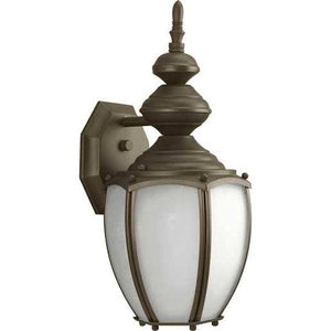 1 Light Antique Bronze with Etched Seeded Glass Medium Wall Light Fixture 1