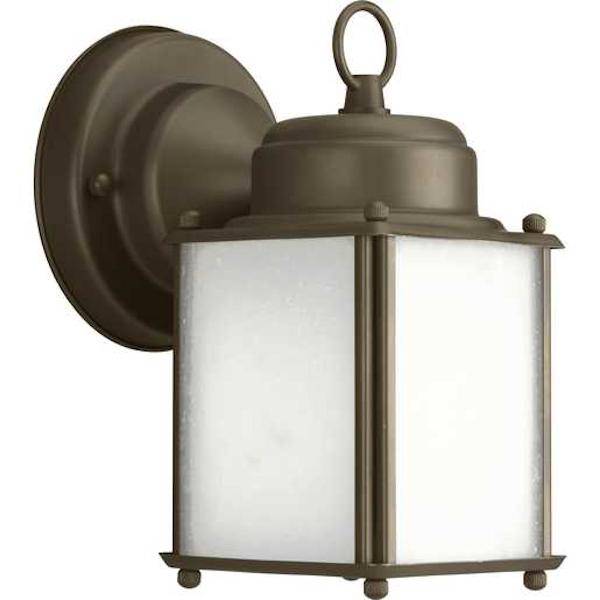 1 Light Antique Bronze with Etched Seeded Glass Small Wall Light Fixture 1