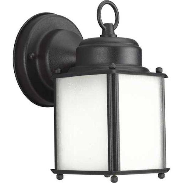 1 Light Black with Etched Seeded Glass Small Wall Light Fixture 1