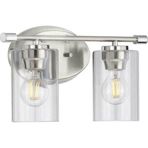 2 Light 120 volt Brushed Nickel Vanity Clear Glass Light Fixture 2