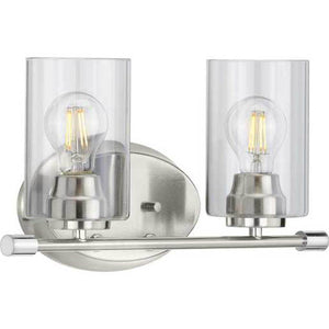 2 Light 120 volt Brushed Nickel Vanity Clear Glass Light Fixture 1