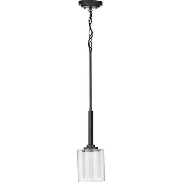 1 Light Graphite Clear Glass with Etched Glass Shade Mini Pendant Light Fixture 2