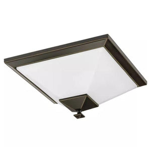 2 Light 120 volt Antique Bronze Etched Opal Glass Ceiling Light Fixture 1
