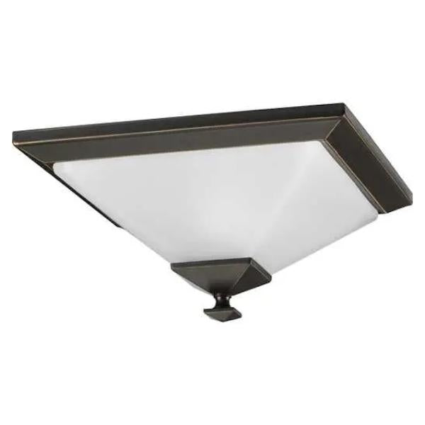 2 Light 120 volt Antique Bronze Etched Opal Glass Ceiling Light Fixture 1