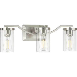 3 Light 120 volt Brushed Nickel Vanity Clear Glass Light Fixture 2