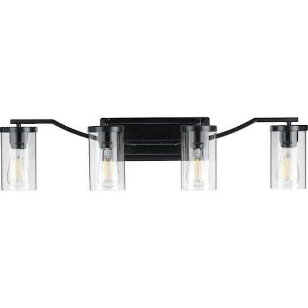 4 Light 120 volt Matte Black Vanity Clear Glass Light Fixture 2