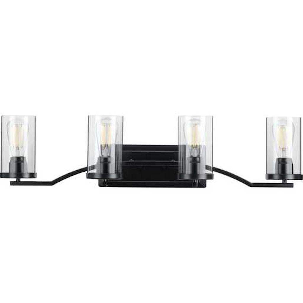 4 Light 120 volt Matte Black Vanity Clear Glass Light Fixture 1