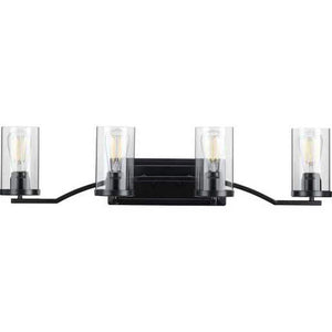 4 Light 120 volt Matte Black Vanity Clear Glass Light Fixture 1