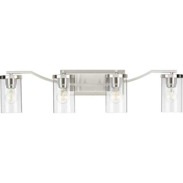 4 Light 120 volt Brushed Nickel Vanity Clear Glass Light Fixture 2