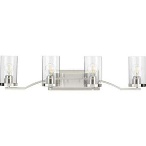 4 Light 120 volt Brushed Nickel Vanity Clear Glass Light Fixture 1