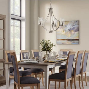 5 Light Brushed Nickel Clear Glass Shade Chandelier Light Fixture 3