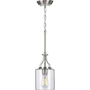 1 Light Brushed Nickel Clear Glass Shade Mini Pendant Light Fixture 2