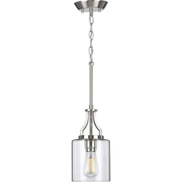 1 Light Brushed Nickel Clear Glass Shade Mini Pendant Light Fixture 2