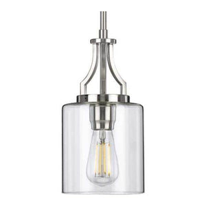 1 Light Brushed Nickel Clear Glass Shade Mini Pendant Light Fixture 1